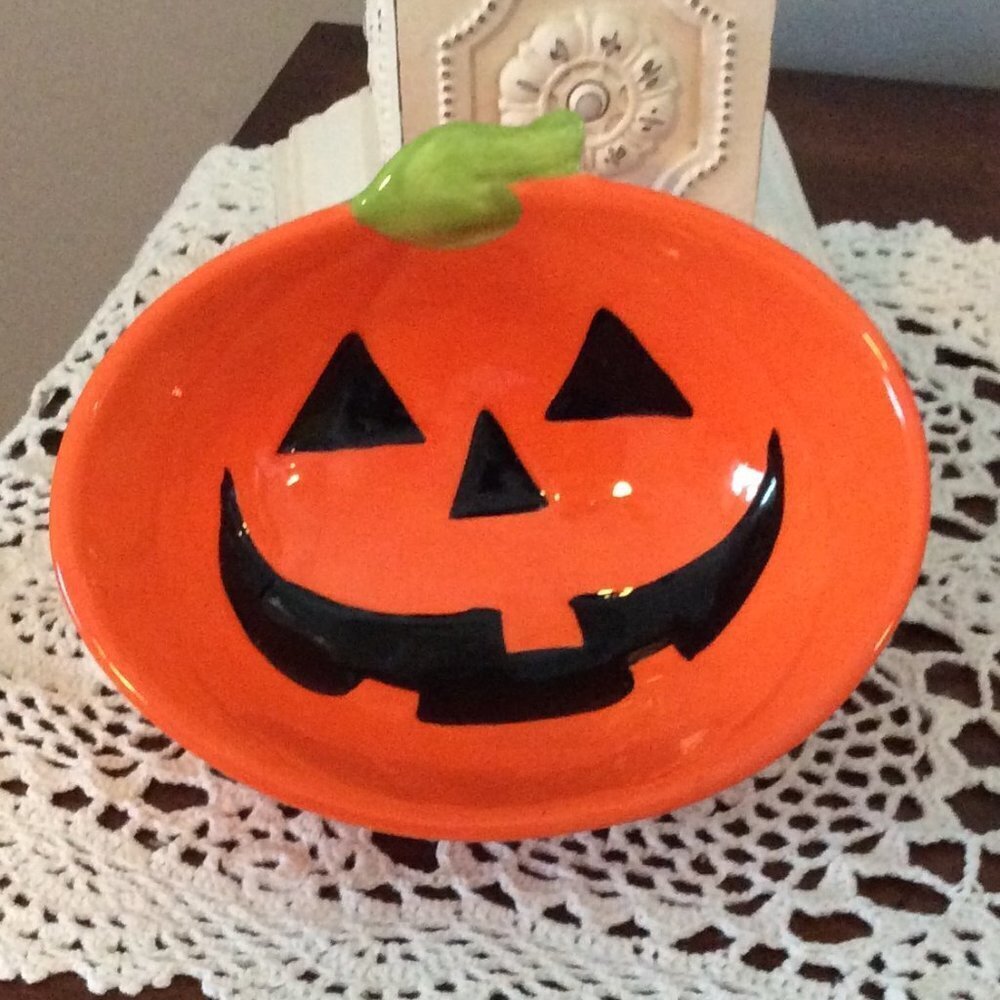 Vintage Happy Pumpkin Halloween Dish